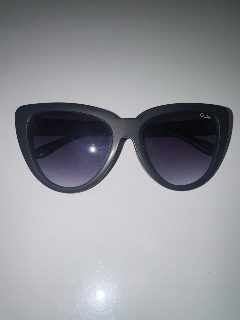 Quay Stray Cat Black Matte Sunglasses 126 Cat Eye Sunnies Mod